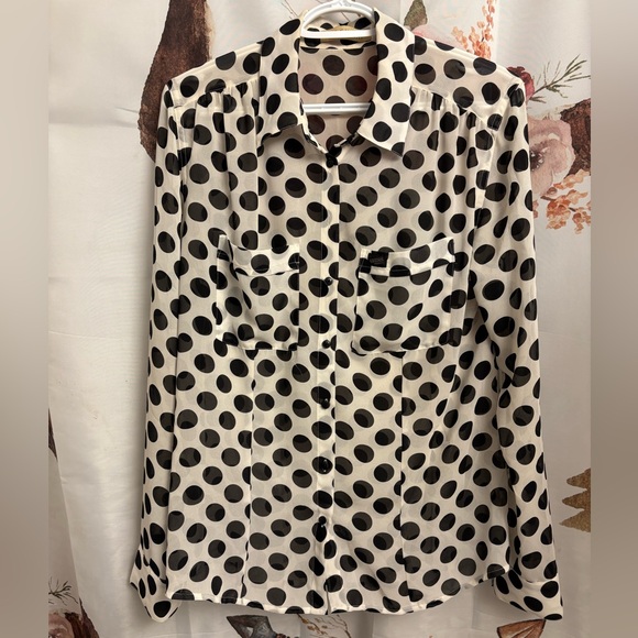 Small Guess sheer Polka Dot Button-Up Blouse - Picture 1 of 6